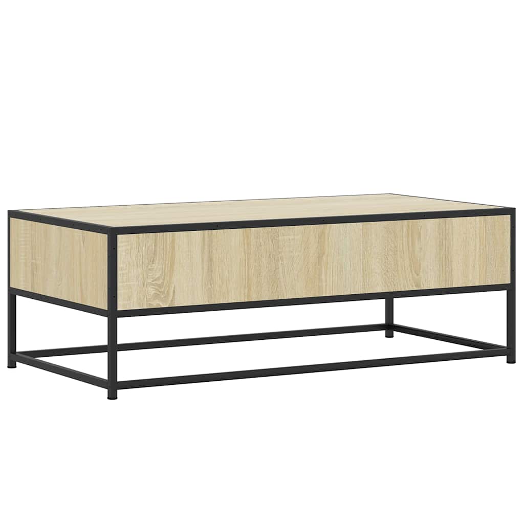 Salontafel 100x50x35 cm bewerkt hout en metaal sonoma eiken is nu te koop bij PeponiXL, paradijselijk wonen!