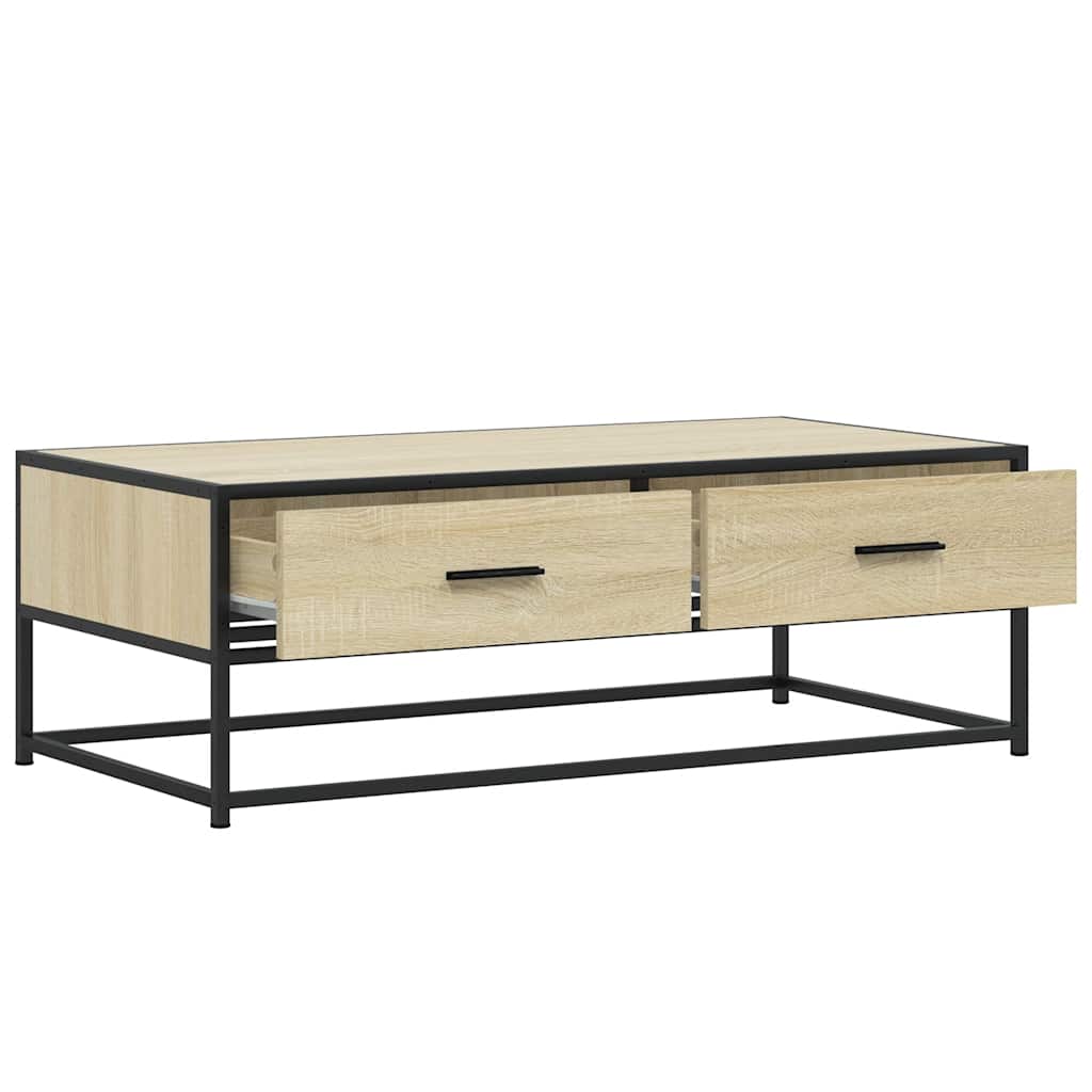 Salontafel 100x50x35 cm bewerkt hout en metaal sonoma eiken is nu te koop bij PeponiXL, paradijselijk wonen!