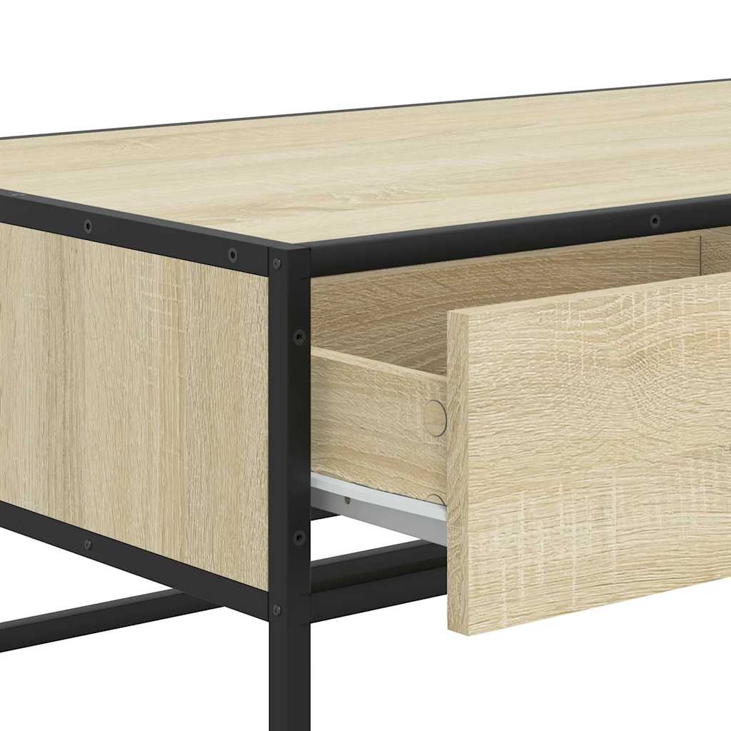 Salontafel 100x50x35 cm bewerkt hout en metaal sonoma eiken is nu te koop bij PeponiXL, paradijselijk wonen!