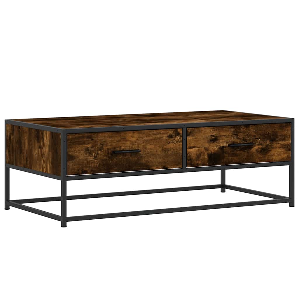 Salontafel 100x50x35 cm bewerkt hout en metaal gerookt eiken is nu te koop bij PeponiXL, paradijselijk wonen!