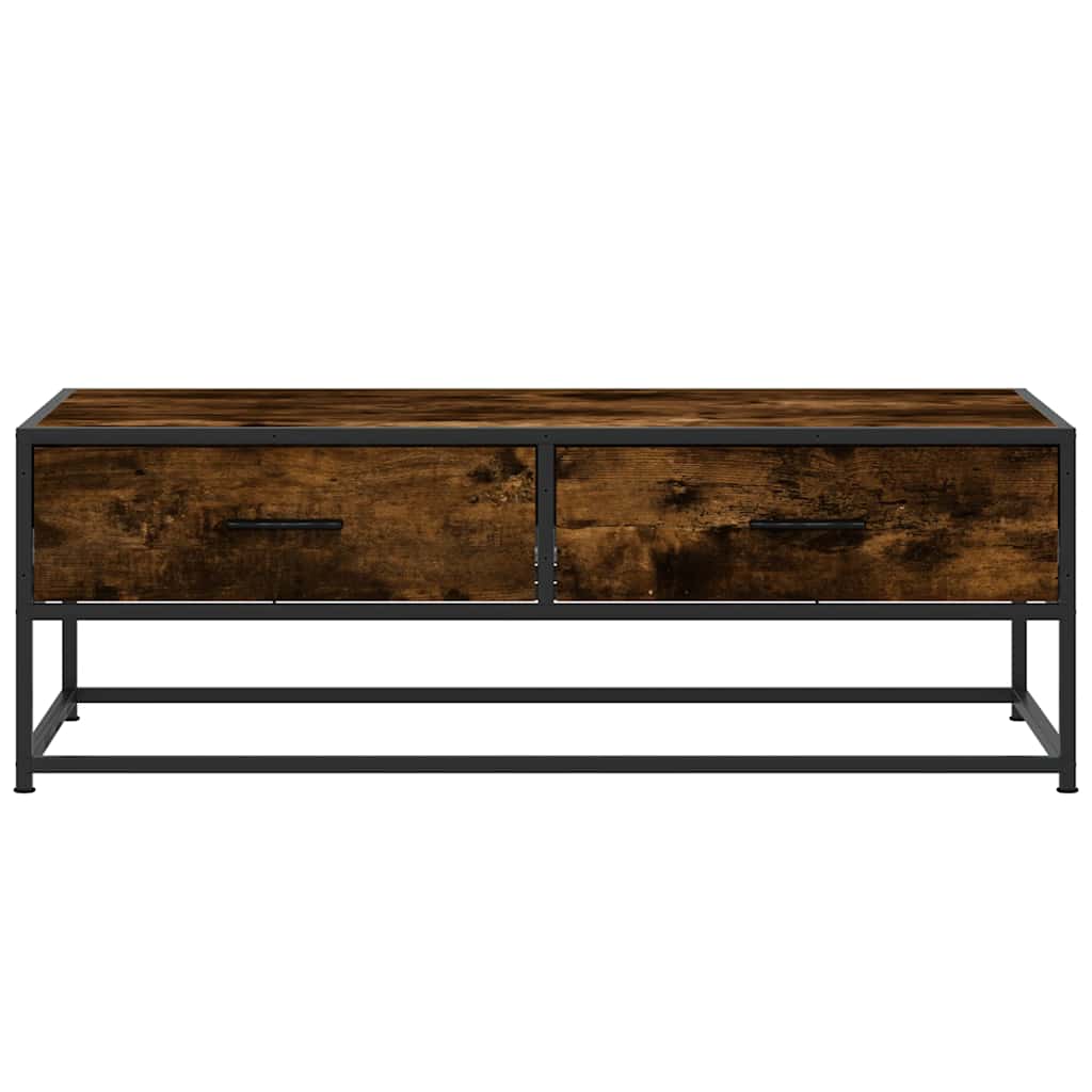 Salontafel 100x50x35 cm bewerkt hout en metaal gerookt eiken is nu te koop bij PeponiXL, paradijselijk wonen!