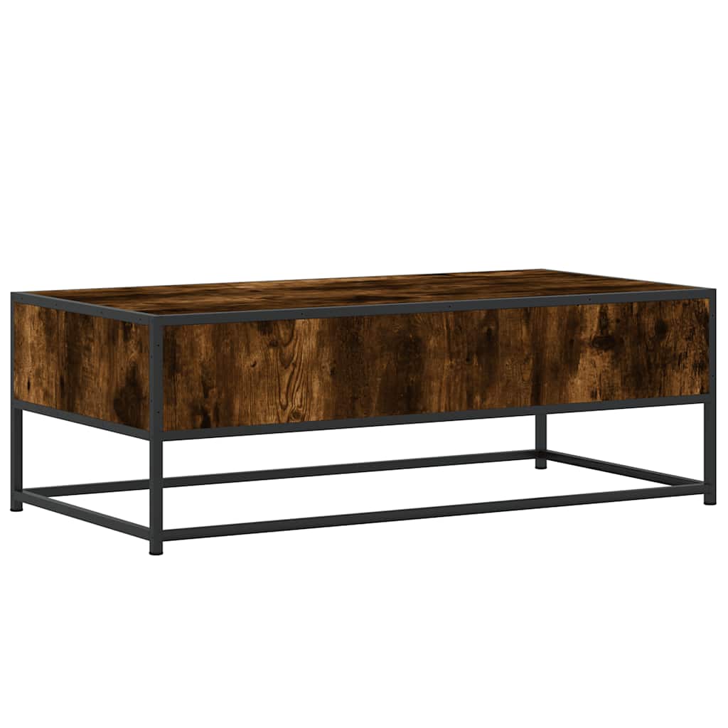 Salontafel 100x50x35 cm bewerkt hout en metaal gerookt eiken is nu te koop bij PeponiXL, paradijselijk wonen!