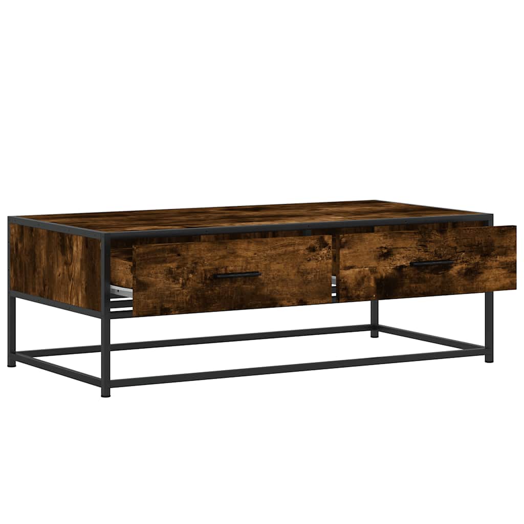 Salontafel 100x50x35 cm bewerkt hout en metaal gerookt eiken is nu te koop bij PeponiXL, paradijselijk wonen!