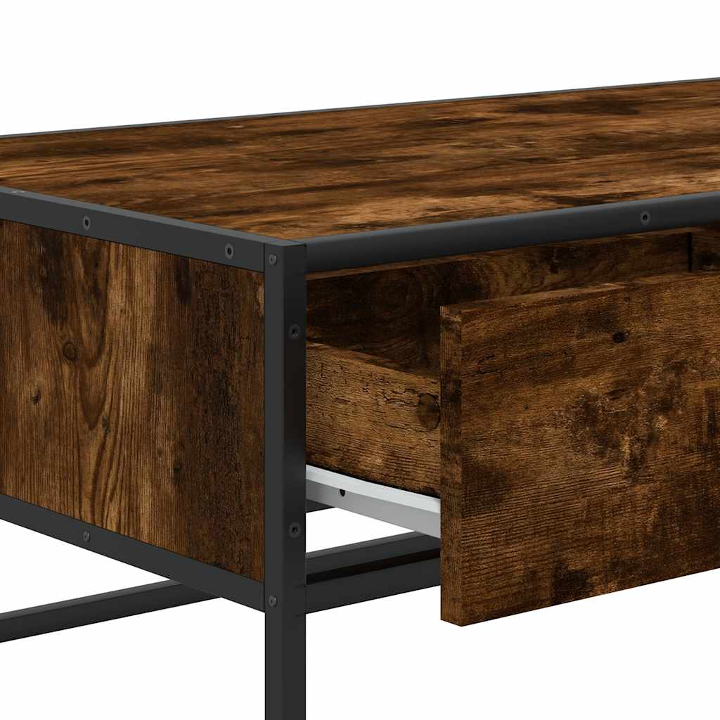 Salontafel 100x50x35 cm bewerkt hout en metaal gerookt eiken is nu te koop bij PeponiXL, paradijselijk wonen!