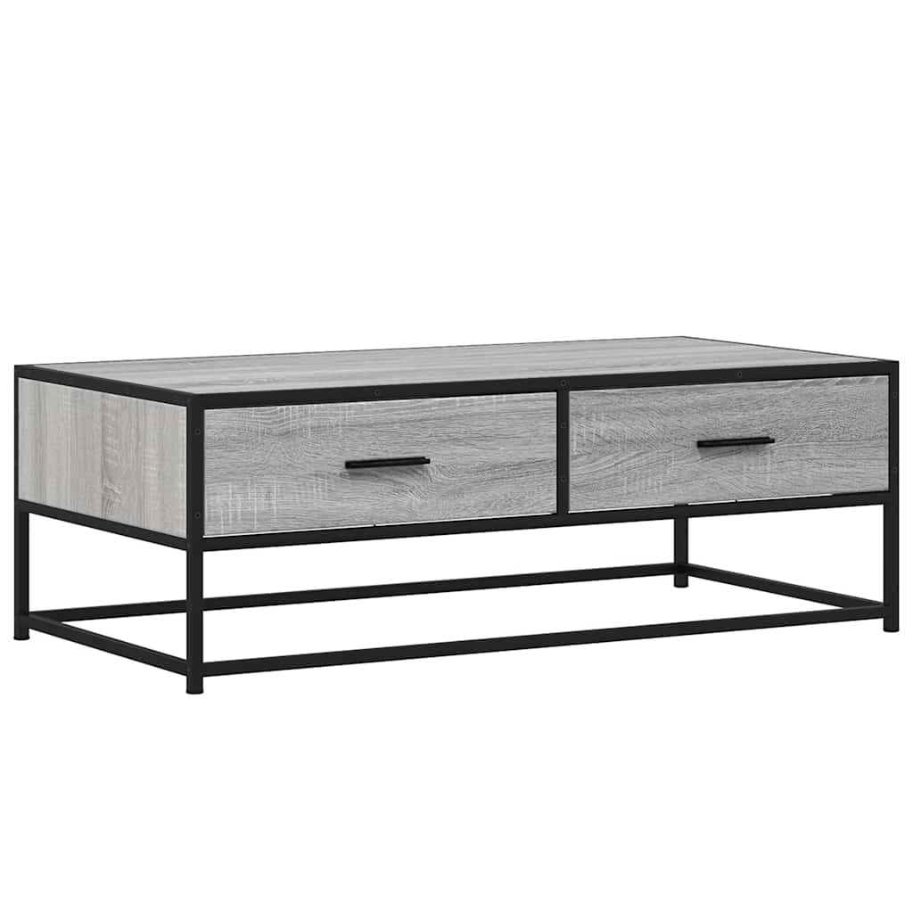 Salontafel 100x50x35 cm bewerkt hout en metaal grijs sonoma is nu te koop bij PeponiXL, paradijselijk wonen!