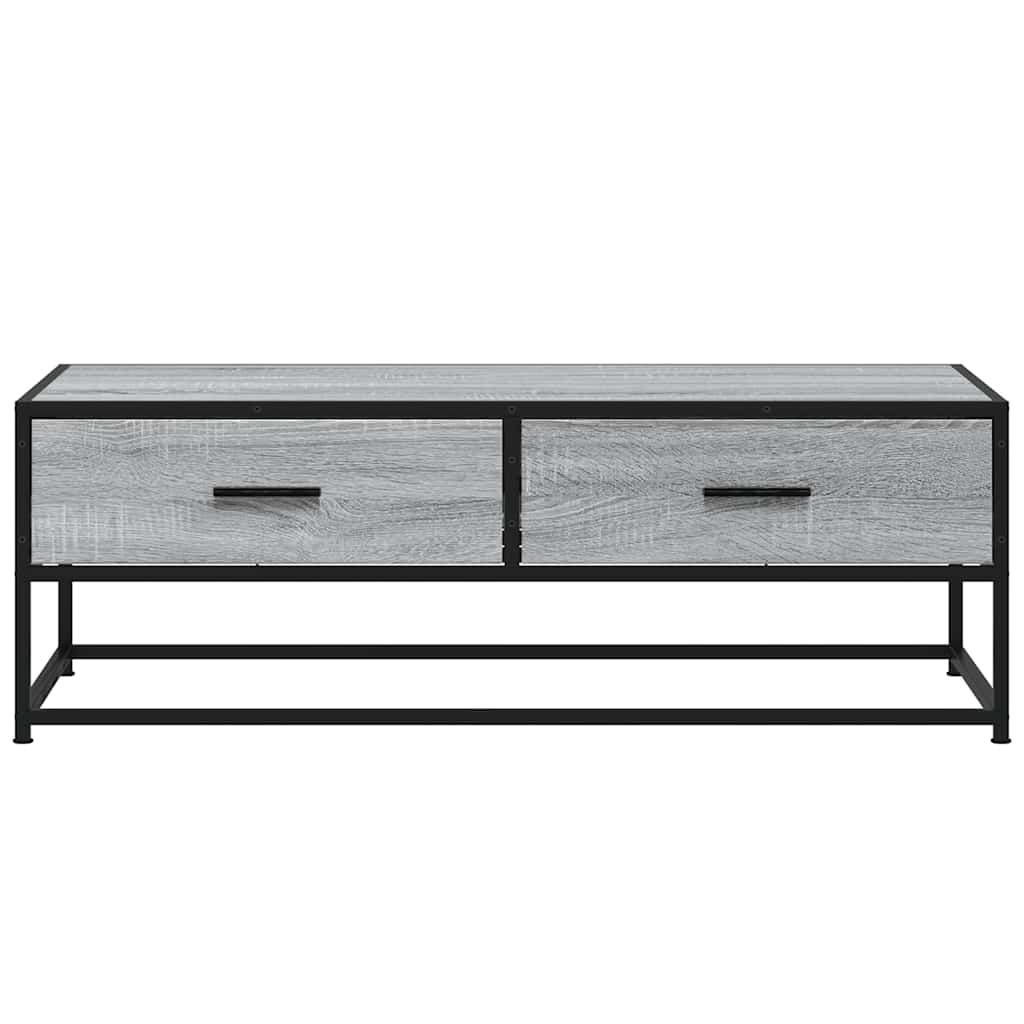 Salontafel 100x50x35 cm bewerkt hout en metaal grijs sonoma is nu te koop bij PeponiXL, paradijselijk wonen!