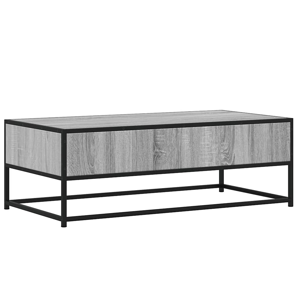Salontafel 100x50x35 cm bewerkt hout en metaal grijs sonoma is nu te koop bij PeponiXL, paradijselijk wonen!