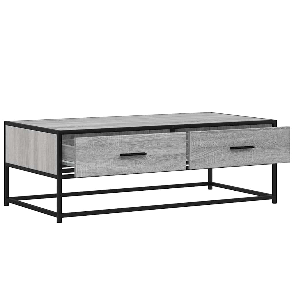 Salontafel 100x50x35 cm bewerkt hout en metaal grijs sonoma is nu te koop bij PeponiXL, paradijselijk wonen!