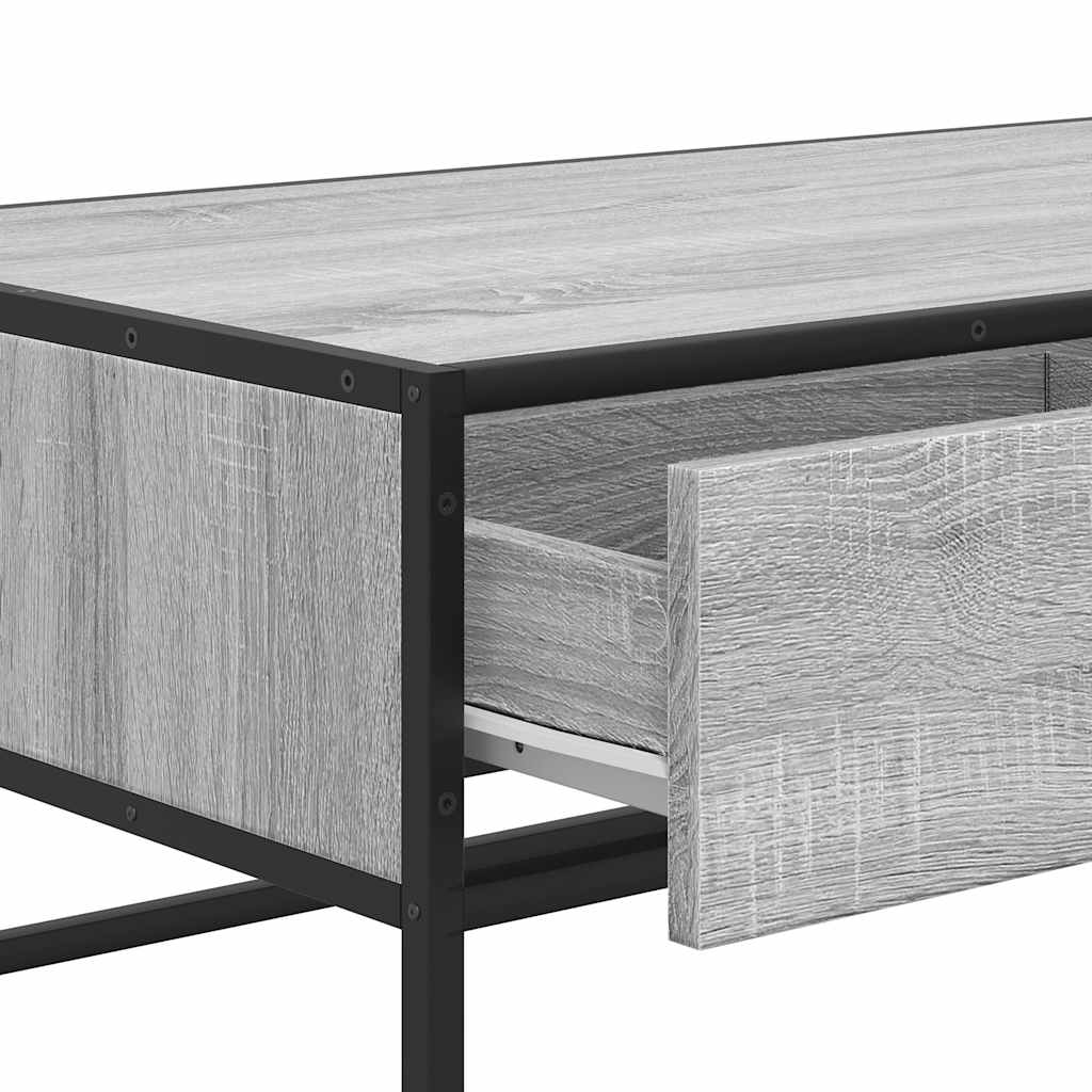 Salontafel 100x50x35 cm bewerkt hout en metaal grijs sonoma is nu te koop bij PeponiXL, paradijselijk wonen!