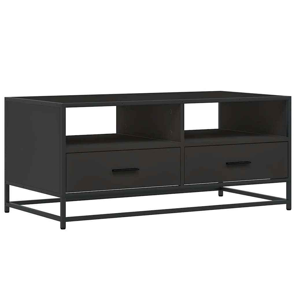 Salontafel 100x50x45 cm bewerkt hout en metaal zwart is nu te koop bij PeponiXL, paradijselijk wonen!