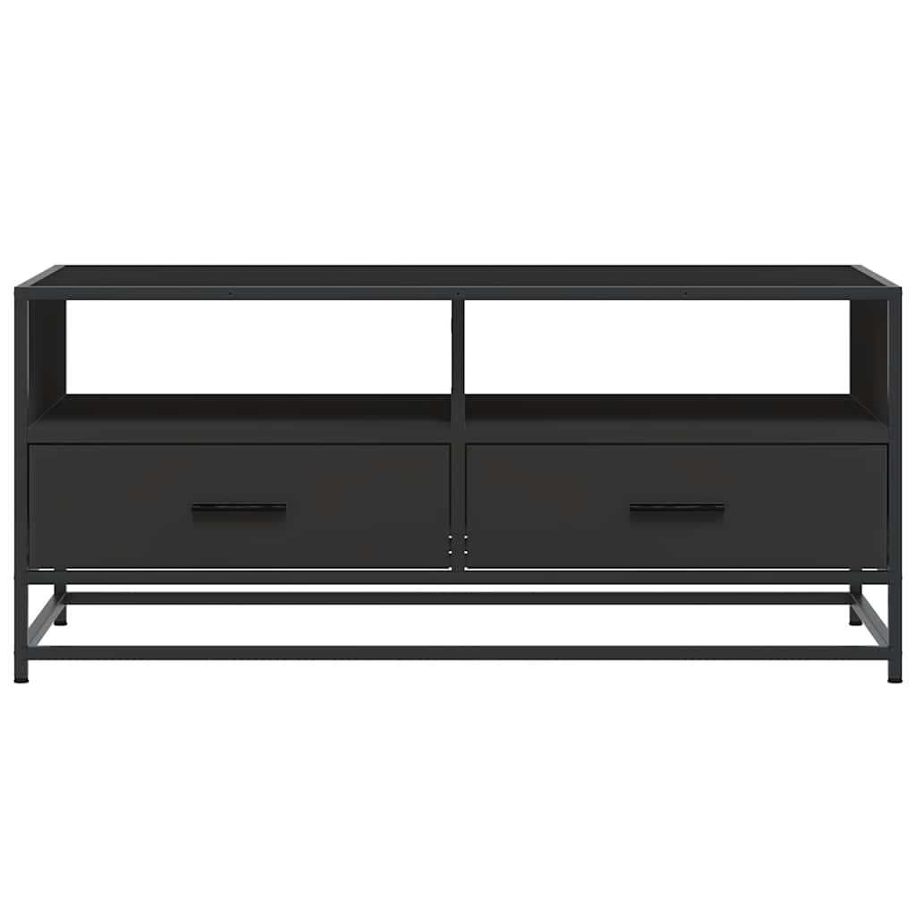 Salontafel 100x50x45 cm bewerkt hout en metaal zwart is nu te koop bij PeponiXL, paradijselijk wonen!