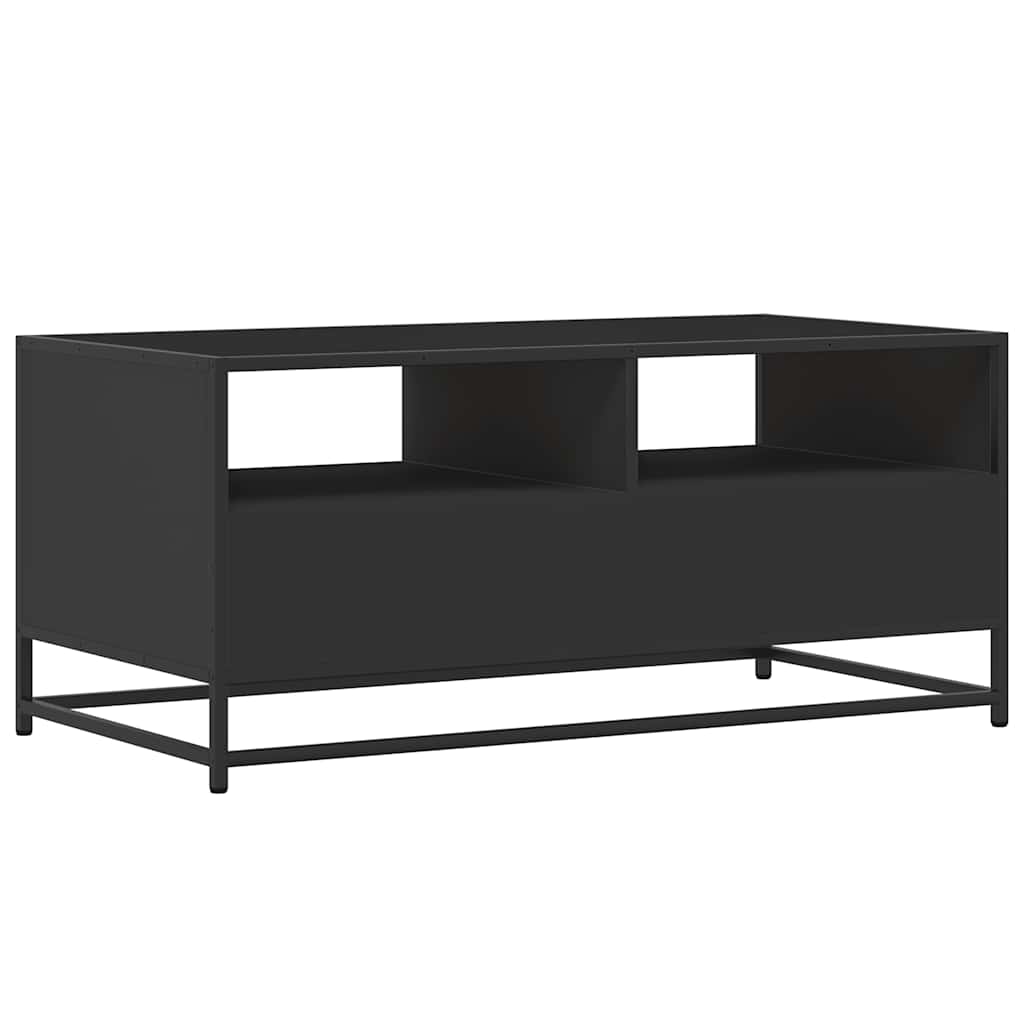 Salontafel 100x50x45 cm bewerkt hout en metaal zwart is nu te koop bij PeponiXL, paradijselijk wonen!