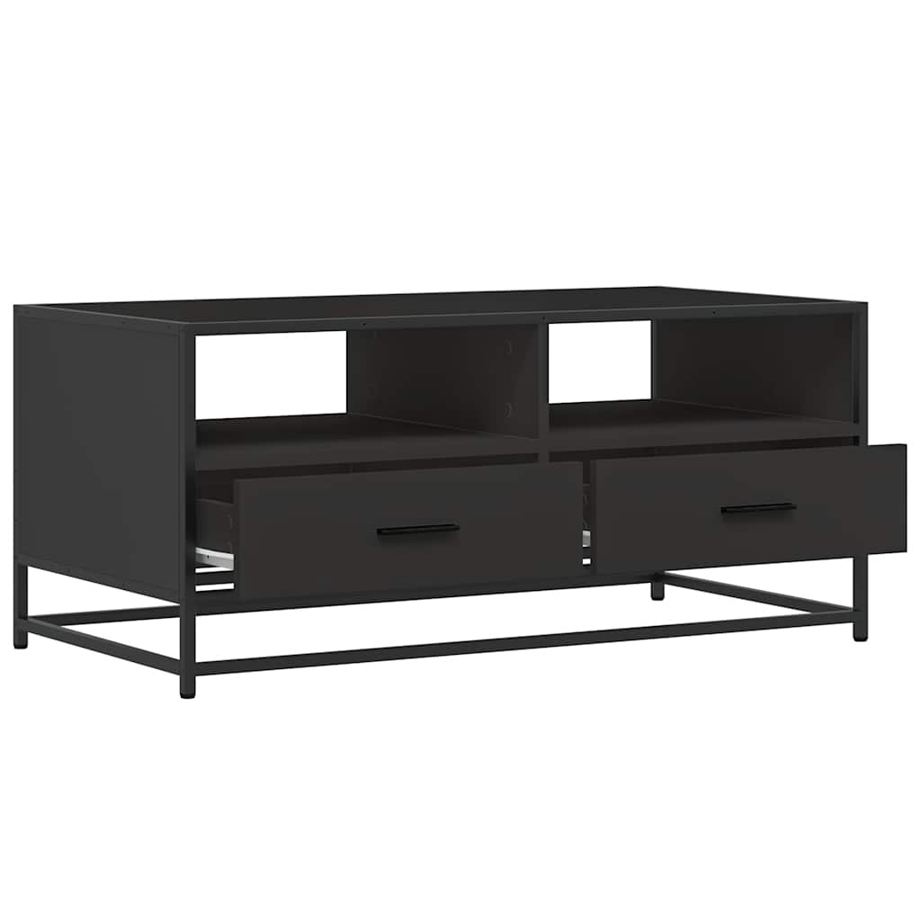 Salontafel 100x50x45 cm bewerkt hout en metaal zwart is nu te koop bij PeponiXL, paradijselijk wonen!