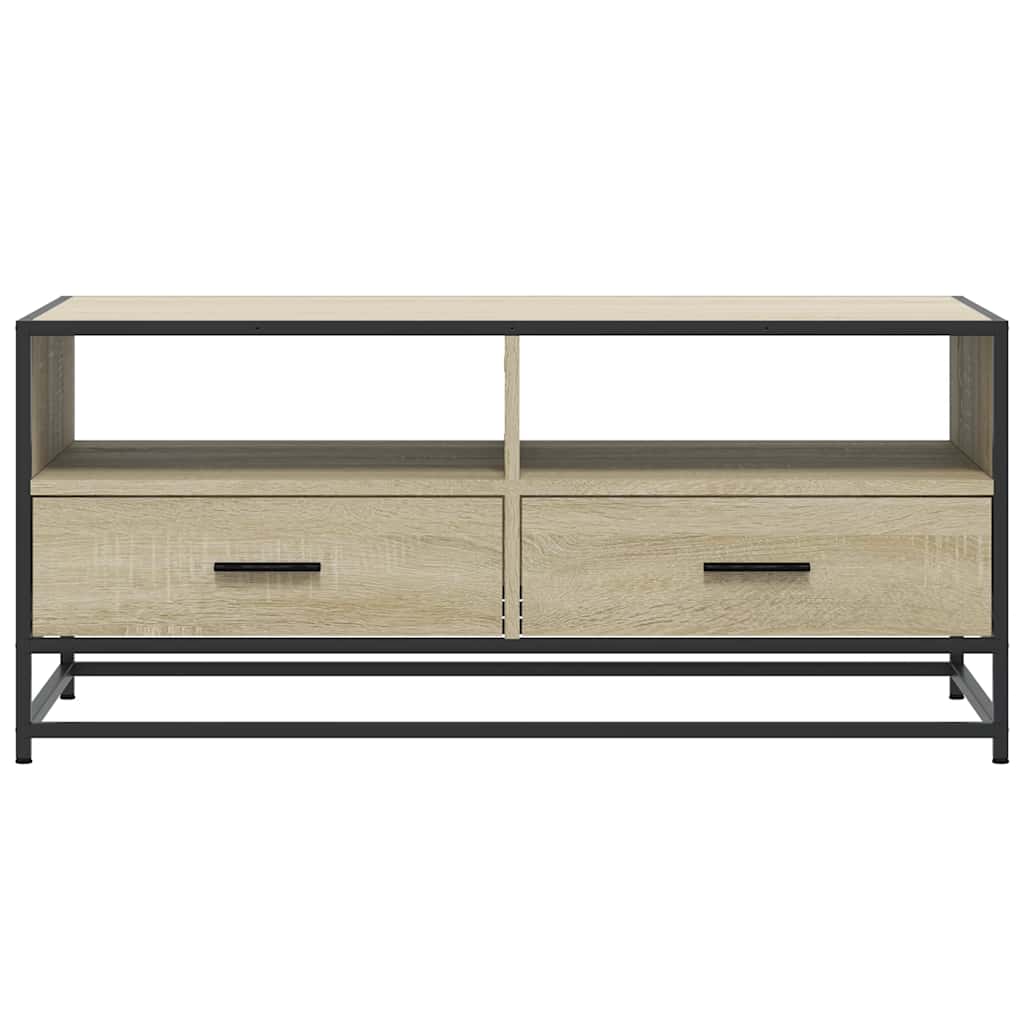 Salontafel 100x50x45 cm bewerkt hout en metaal sonoma eiken is nu te koop bij PeponiXL, paradijselijk wonen!