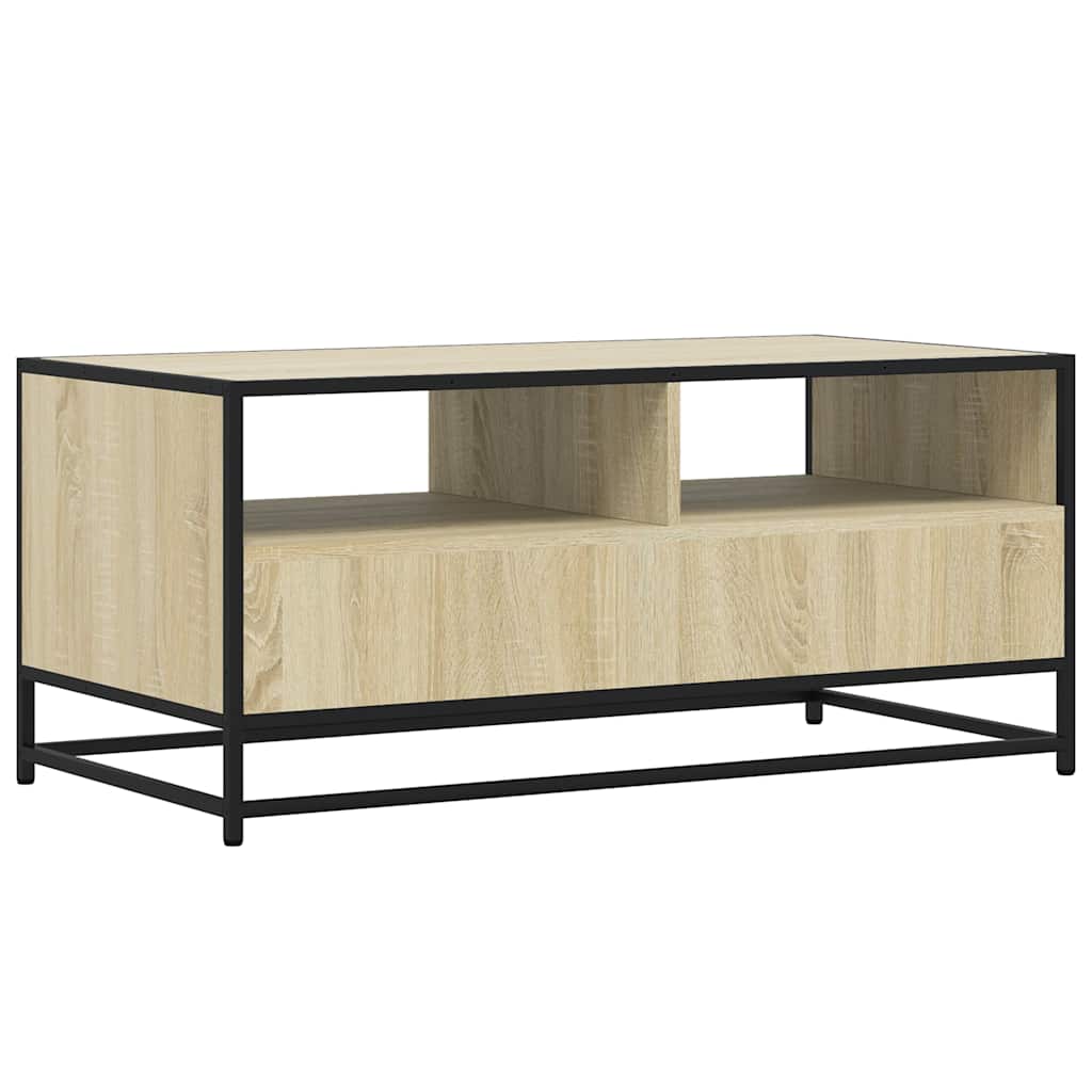 Salontafel 100x50x45 cm bewerkt hout en metaal sonoma eiken is nu te koop bij PeponiXL, paradijselijk wonen!