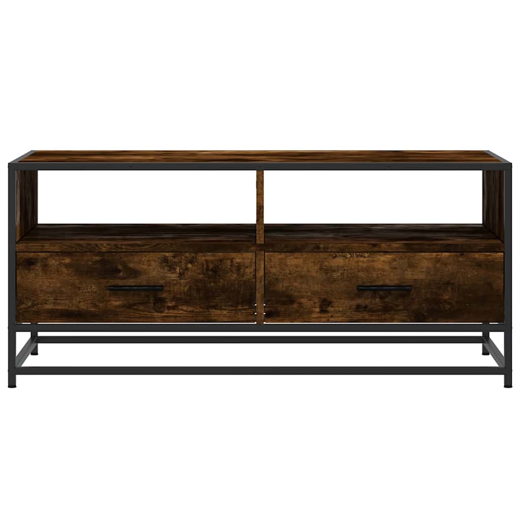 Salontafel 100x50x45 cm bewerkt hout en metaal gerookt eiken is nu te koop bij PeponiXL, paradijselijk wonen!