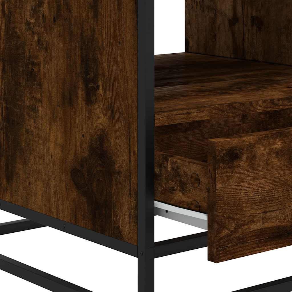 Salontafel 100x50x45 cm bewerkt hout en metaal gerookt eiken is nu te koop bij PeponiXL, paradijselijk wonen!
