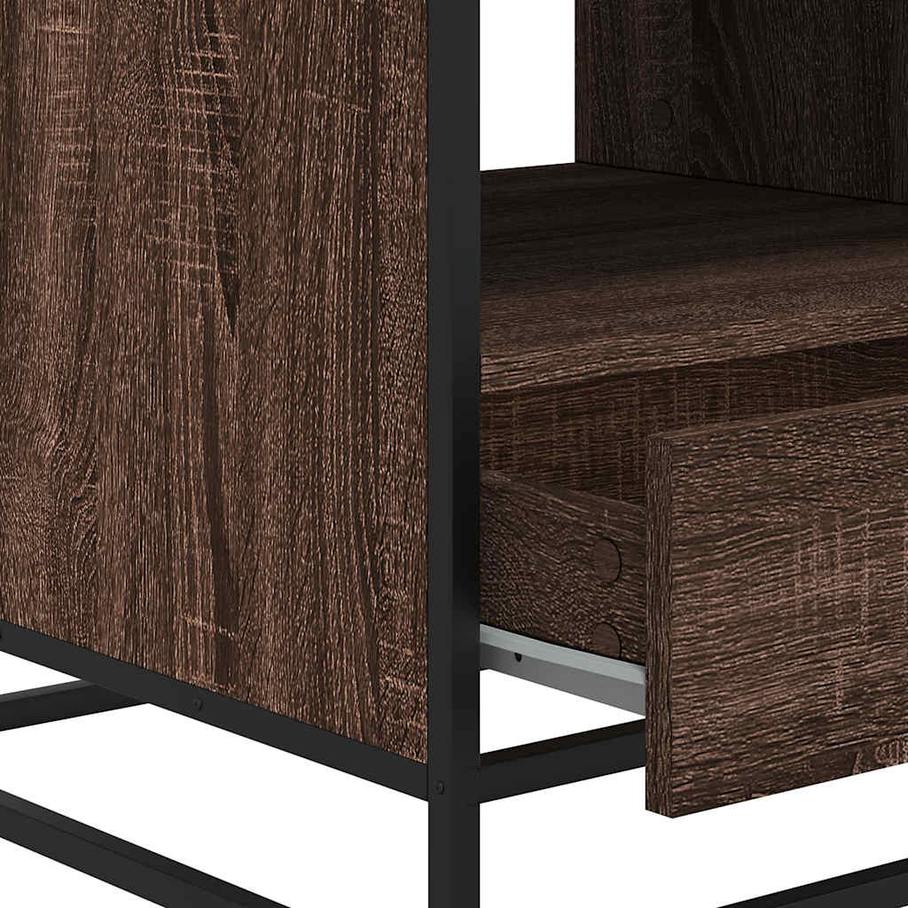 Salontafel 100x50x45 cm bewerkt hout en metaal bruin eikenkleur is nu te koop bij PeponiXL, paradijselijk wonen!