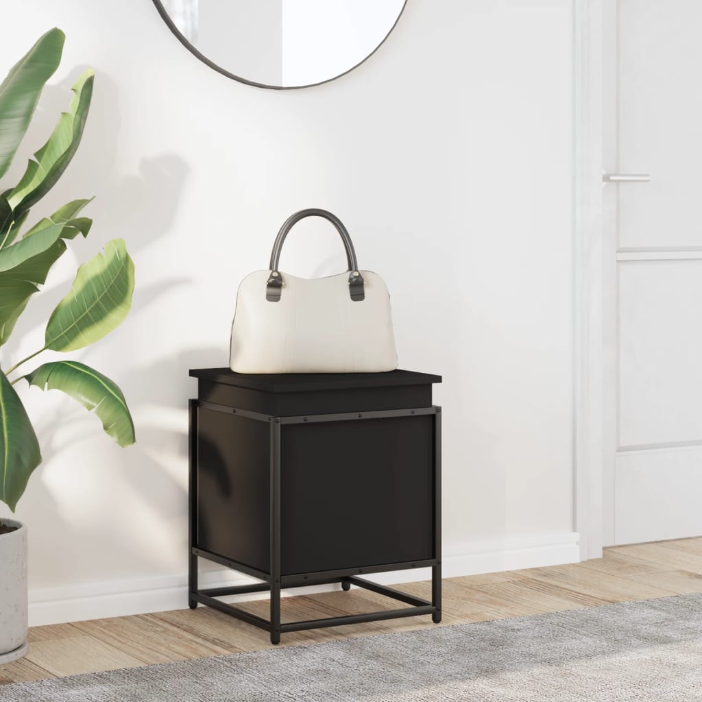 Opbergbox met deksel 40x40x51,5 cm bewerkt hout zwart is nu te koop bij PeponiXL, paradijselijk wonen!