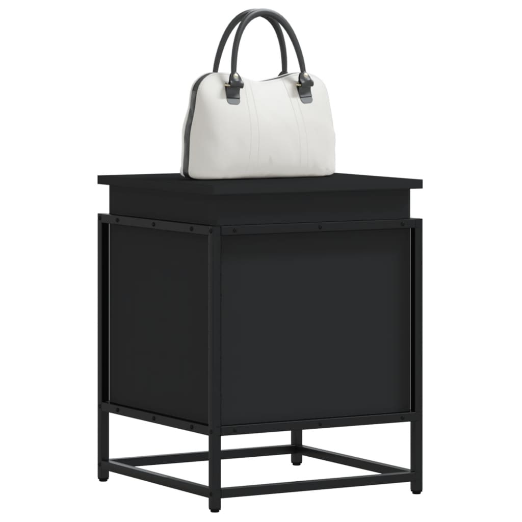 Opbergbox met deksel 40x40x51,5 cm bewerkt hout zwart is nu te koop bij PeponiXL, paradijselijk wonen!