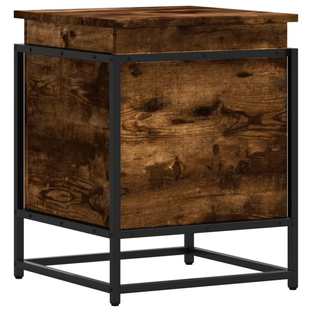 Opbergbox met deksel 40x40x51,5 cm bewerkt hout gerookt eiken is nu te koop bij PeponiXL, paradijselijk wonen!