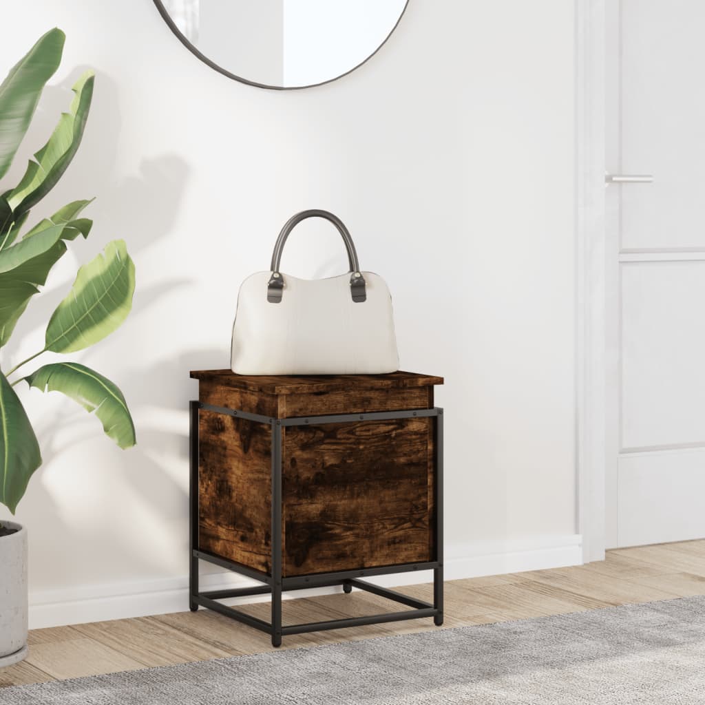 Opbergbox met deksel 40x40x51,5 cm bewerkt hout gerookt eiken is nu te koop bij PeponiXL, paradijselijk wonen!