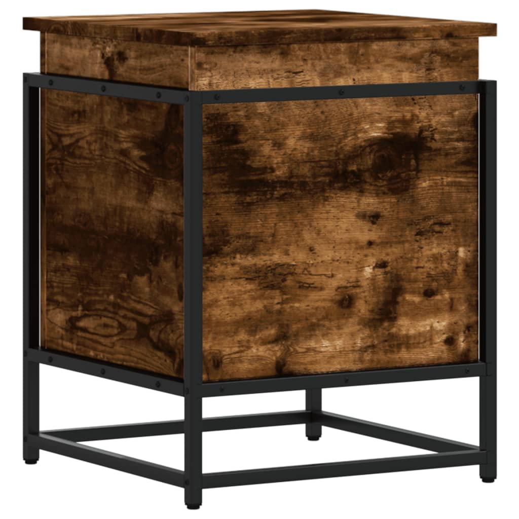 Opbergbox met deksel 40x40x51,5 cm bewerkt hout gerookt eiken is nu te koop bij PeponiXL, paradijselijk wonen!