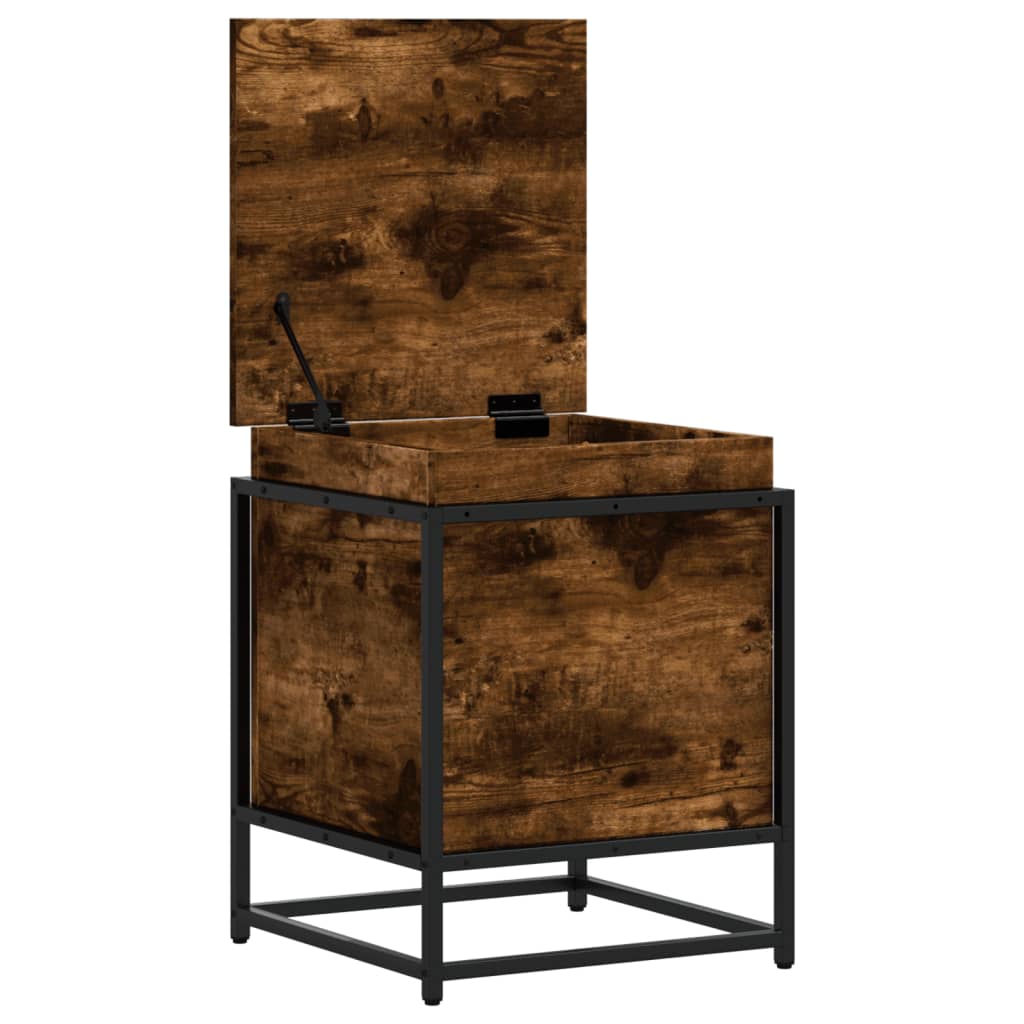 Opbergbox met deksel 40x40x51,5 cm bewerkt hout gerookt eiken is nu te koop bij PeponiXL, paradijselijk wonen!