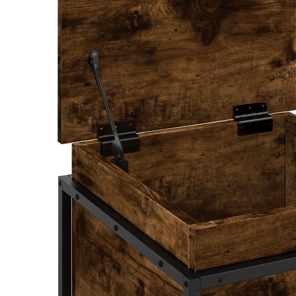 Opbergbox met deksel 40x40x51,5 cm bewerkt hout gerookt eiken is nu te koop bij PeponiXL, paradijselijk wonen!