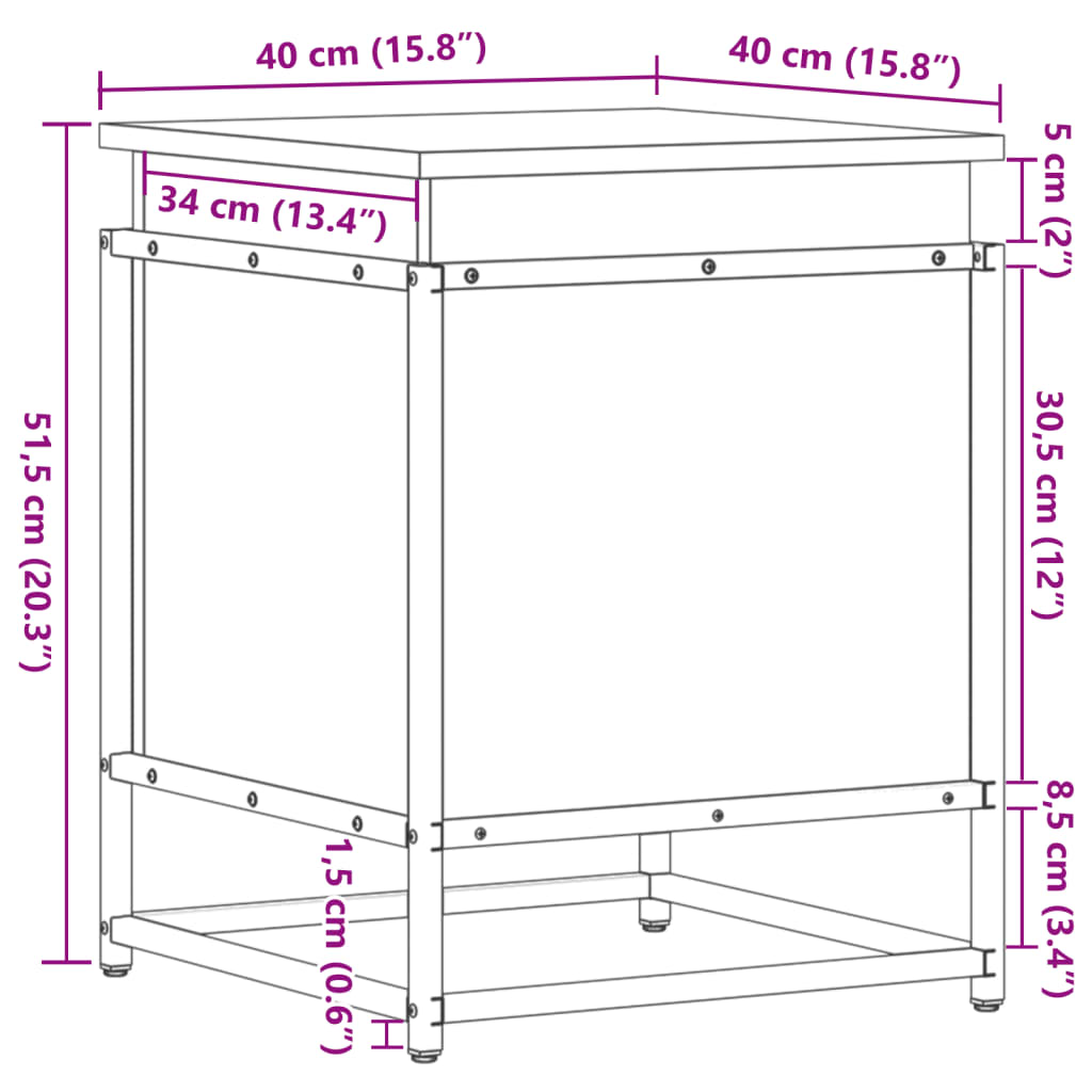 Opbergbox met deksel 40x40x51,5 cm bewerkt hout gerookt eiken is nu te koop bij PeponiXL, paradijselijk wonen!