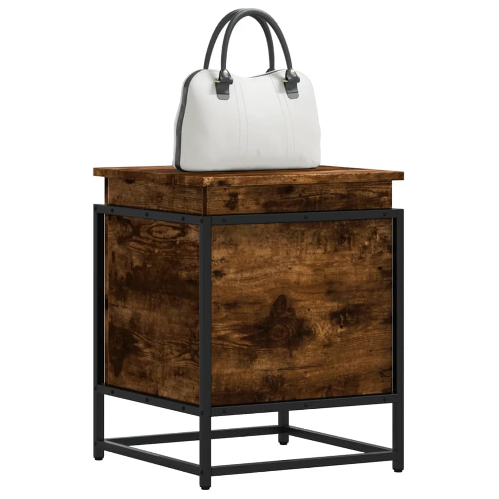 Opbergbox met deksel 40x40x51,5 cm bewerkt hout gerookt eiken is nu te koop bij PeponiXL, paradijselijk wonen!