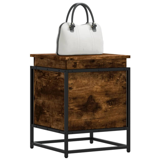 Opbergbox met deksel 40x40x51,5 cm bewerkt hout gerookt eiken is nu te koop bij PeponiXL, paradijselijk wonen!