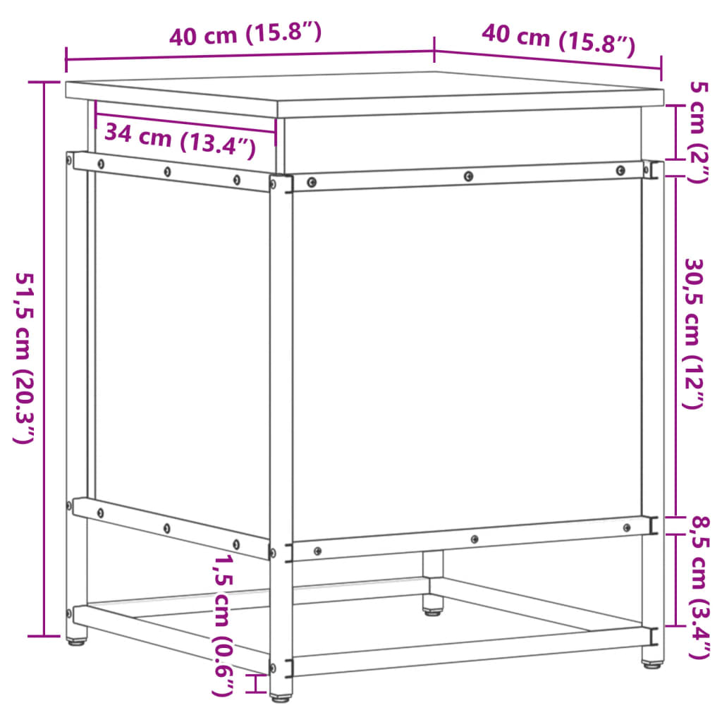 Opbergbox met deksel 40x40x51,5 cm bewerkt hout grijs sonoma is nu te koop bij PeponiXL, paradijselijk wonen!