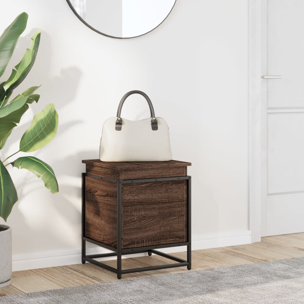 Opbergbox met deksel 40x40x51,5 cm bewerkt hout bruin eiken is nu te koop bij PeponiXL, paradijselijk wonen!