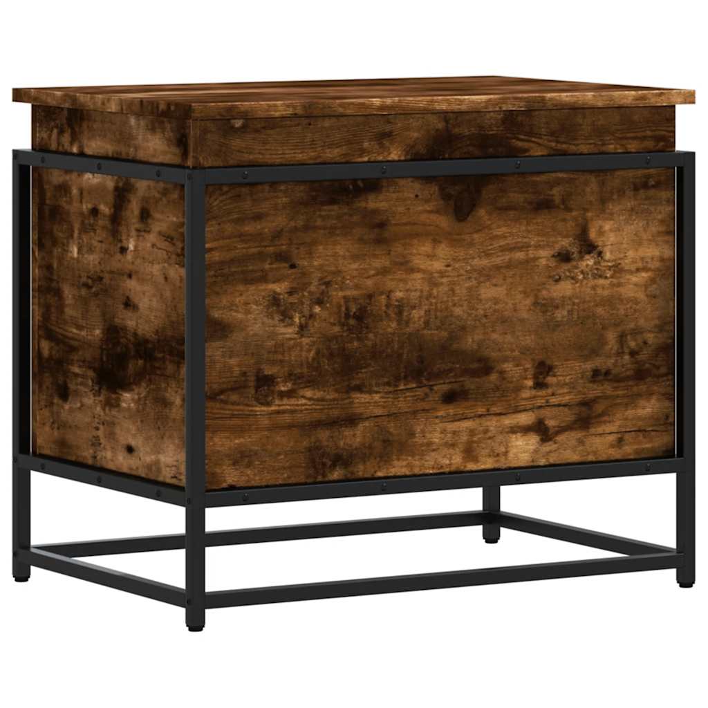 Opbergbox met deksel 60x40x51,5 cm bewerkt hout gerookt eiken is nu te koop bij PeponiXL, paradijselijk wonen!