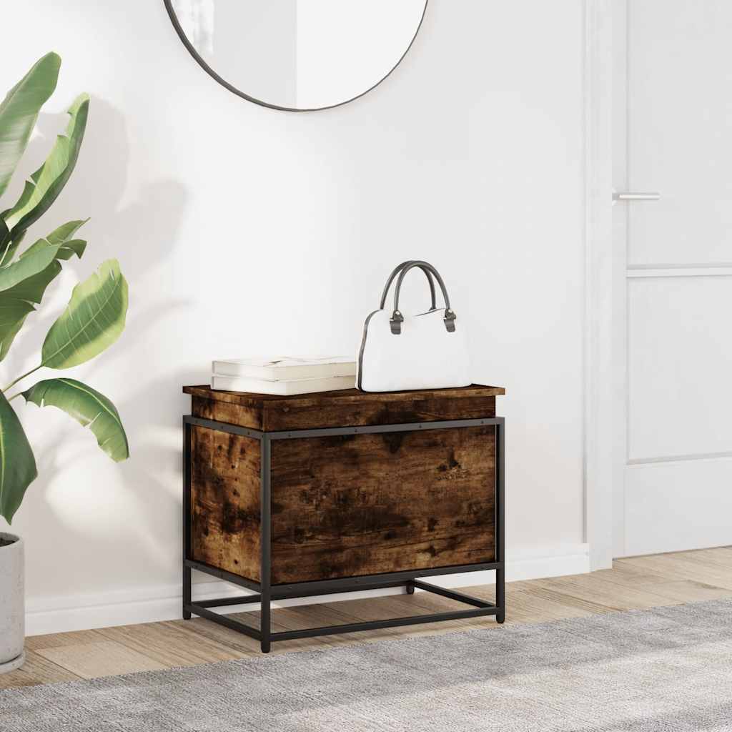 Opbergbox met deksel 60x40x51,5 cm bewerkt hout gerookt eiken is nu te koop bij PeponiXL, paradijselijk wonen!