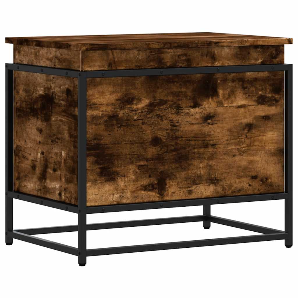 Opbergbox met deksel 60x40x51,5 cm bewerkt hout gerookt eiken is nu te koop bij PeponiXL, paradijselijk wonen!
