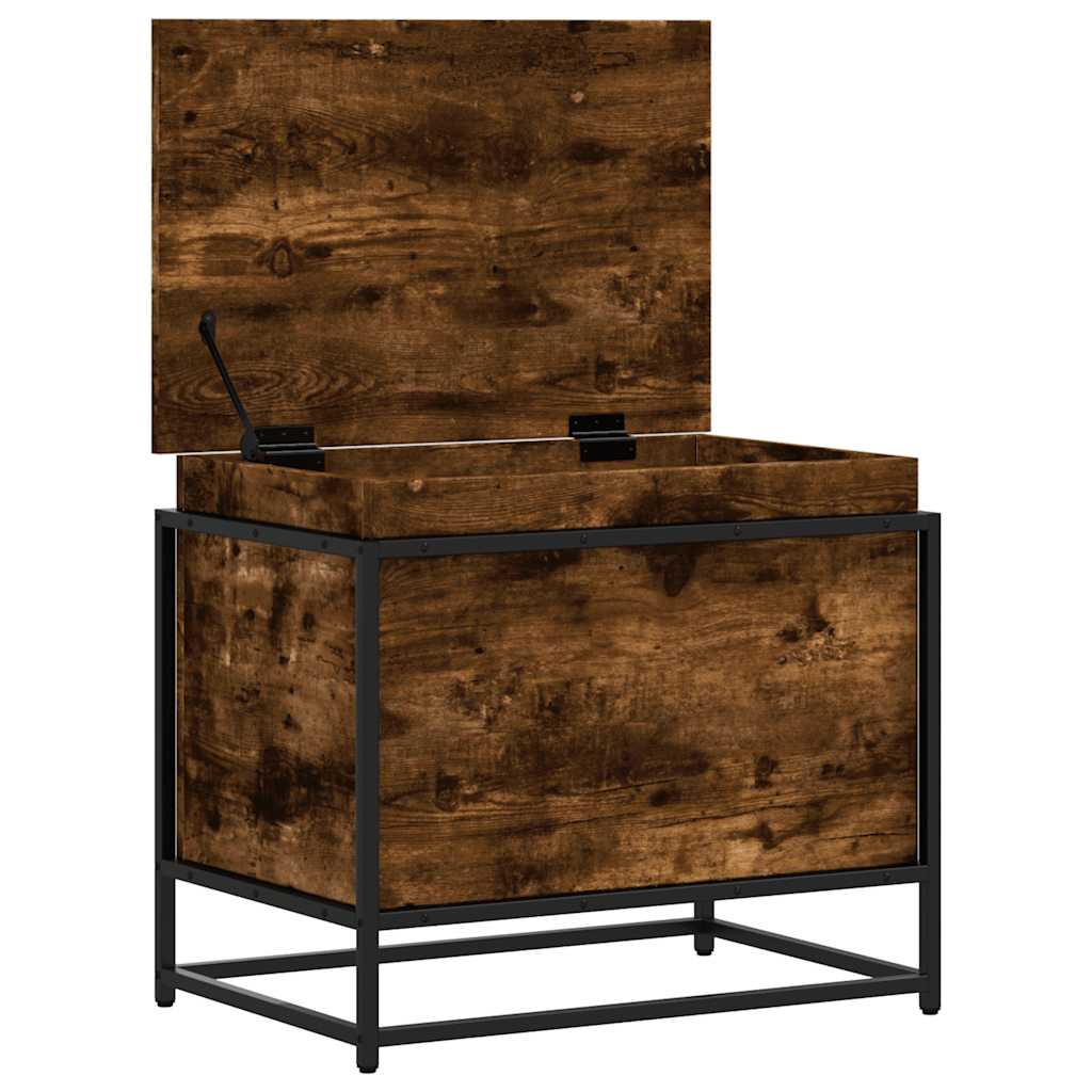 Opbergbox met deksel 60x40x51,5 cm bewerkt hout gerookt eiken is nu te koop bij PeponiXL, paradijselijk wonen!