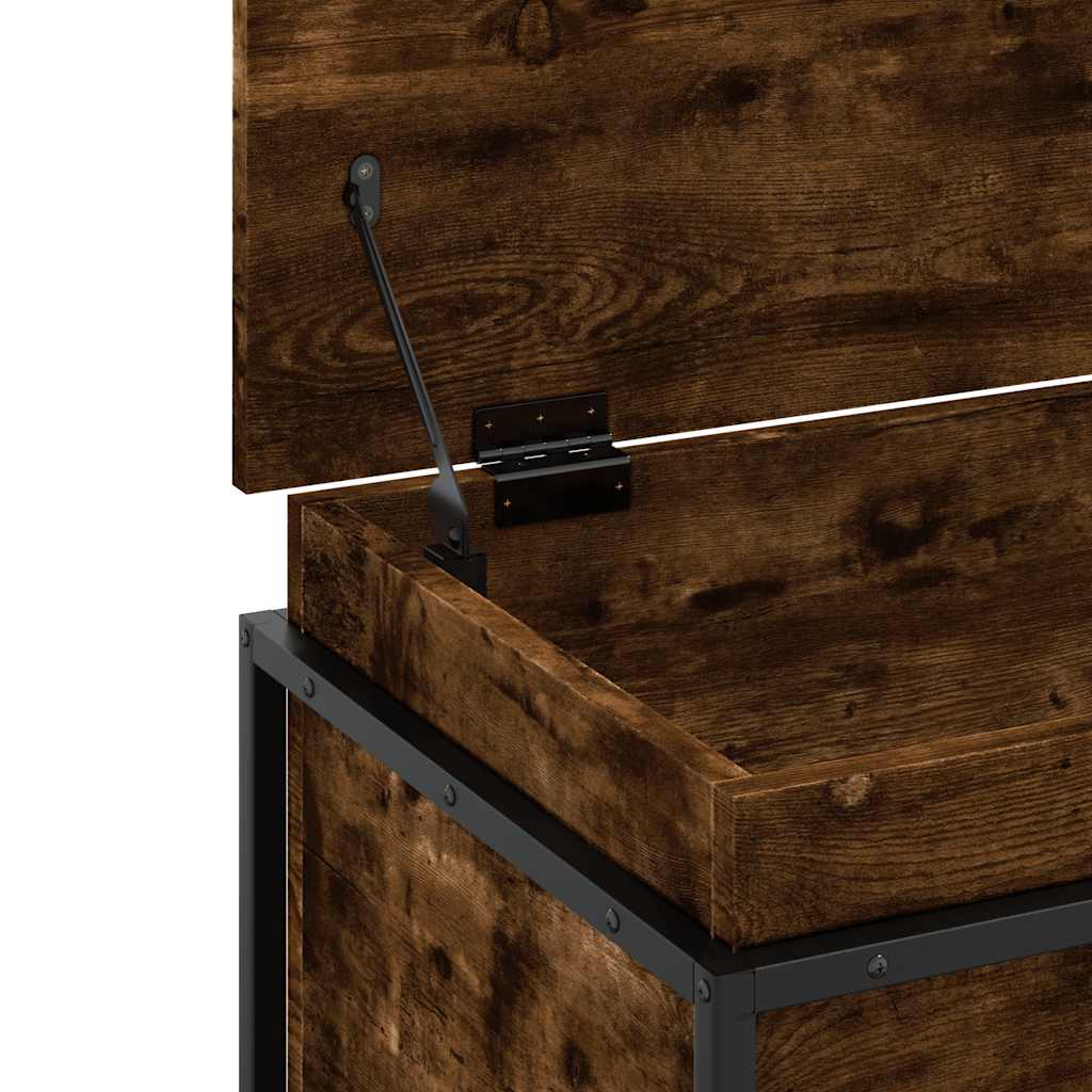 Opbergbox met deksel 60x40x51,5 cm bewerkt hout gerookt eiken is nu te koop bij PeponiXL, paradijselijk wonen!