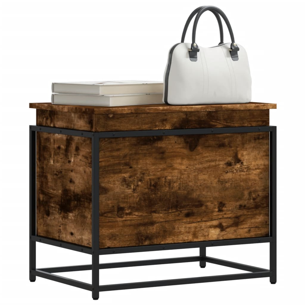 Opbergbox met deksel 60x40x51,5 cm bewerkt hout gerookt eiken is nu te koop bij PeponiXL, paradijselijk wonen!