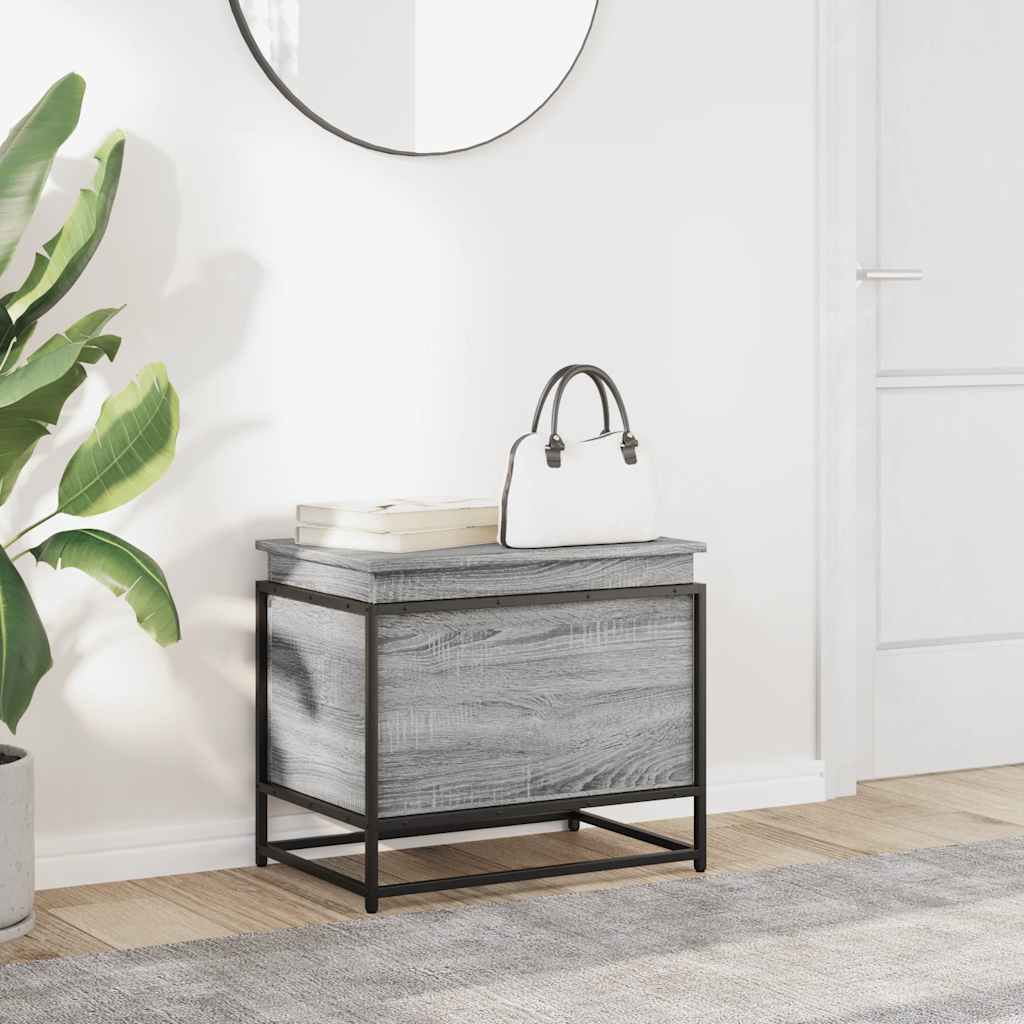 Opbergbox met deksel 60x40x51,5 cm bewerkt hout grijs sonoma is nu te koop bij PeponiXL, paradijselijk wonen!