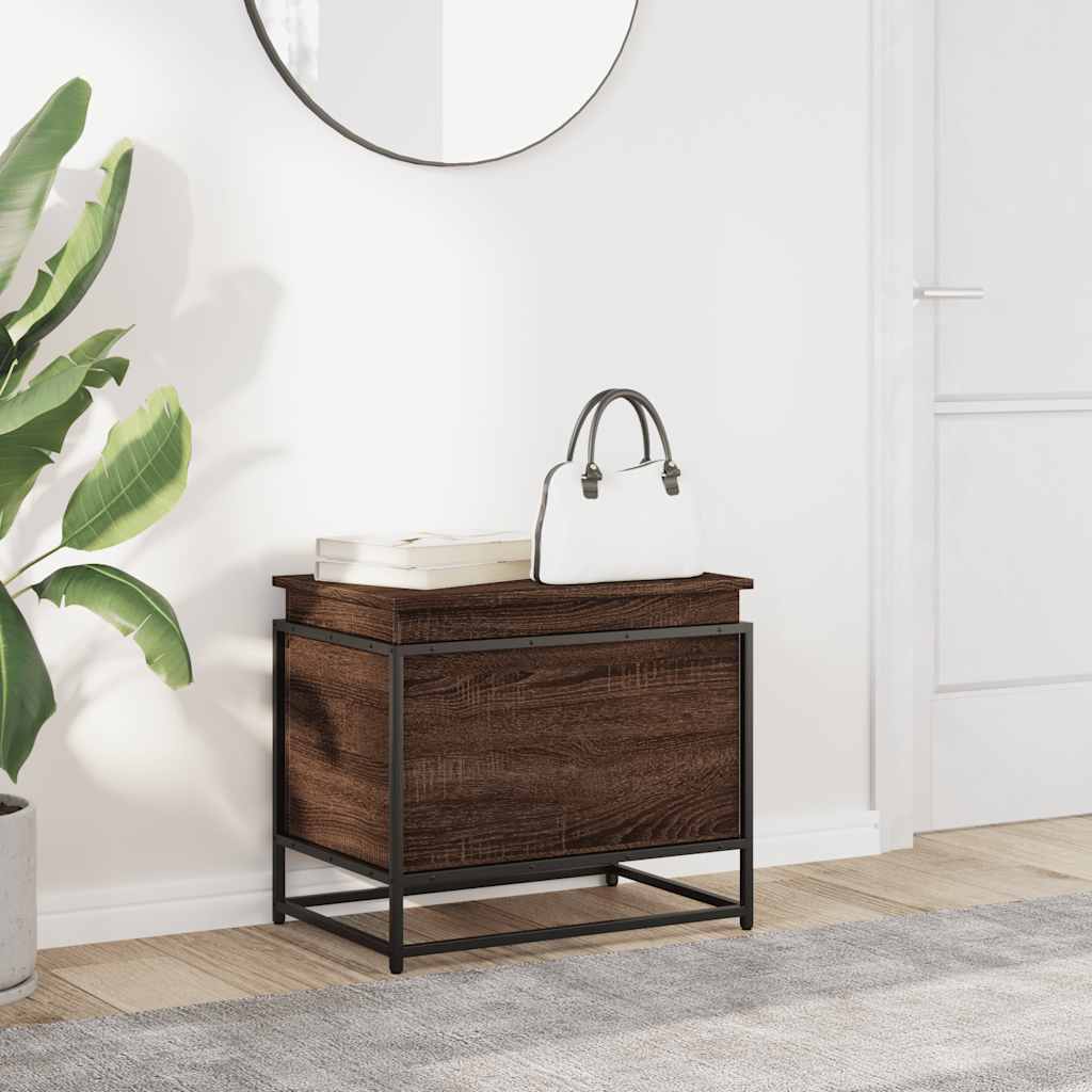 Opbergbox met deksel 60x40x51,5 cm bewerkt hout bruin eiken is nu te koop bij PeponiXL, paradijselijk wonen!