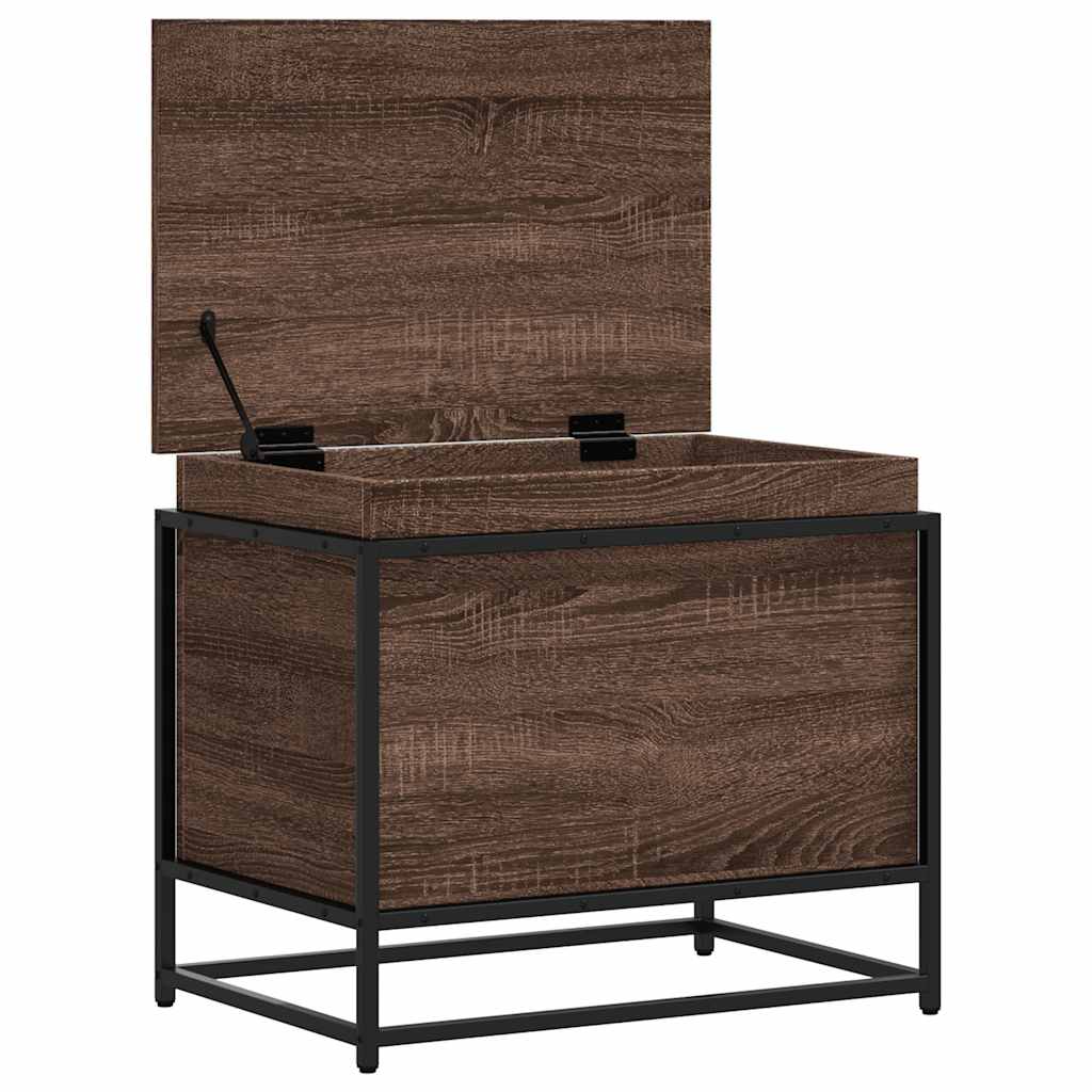 Opbergbox met deksel 60x40x51,5 cm bewerkt hout bruin eiken is nu te koop bij PeponiXL, paradijselijk wonen!