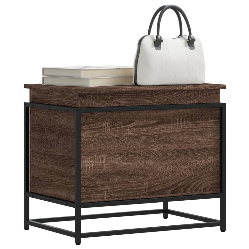 Opbergbox met deksel 60x40x51,5 cm bewerkt hout bruin eiken is nu te koop bij PeponiXL, paradijselijk wonen!