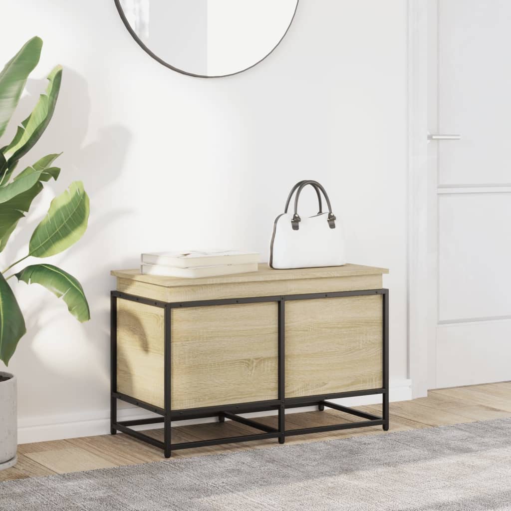 Opbergbox met deksel 80x40x51,5 cm bewerkt hout sonoma eiken is nu te koop bij PeponiXL, paradijselijk wonen!