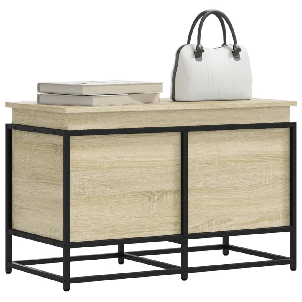 Opbergbox met deksel 80x40x51,5 cm bewerkt hout sonoma eiken is nu te koop bij PeponiXL, paradijselijk wonen!