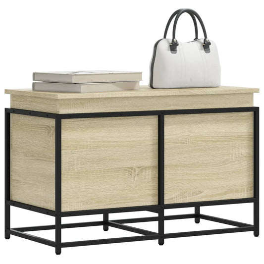 Opbergbox met deksel 80x40x51,5 cm bewerkt hout sonoma eiken is nu te koop bij PeponiXL, paradijselijk wonen!