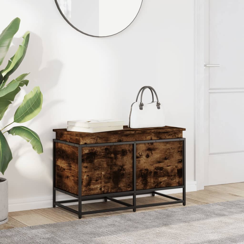 Opbergbox met deksel 80x40x51,5 cm bewerkt hout gerookt eiken is nu te koop bij PeponiXL, paradijselijk wonen!