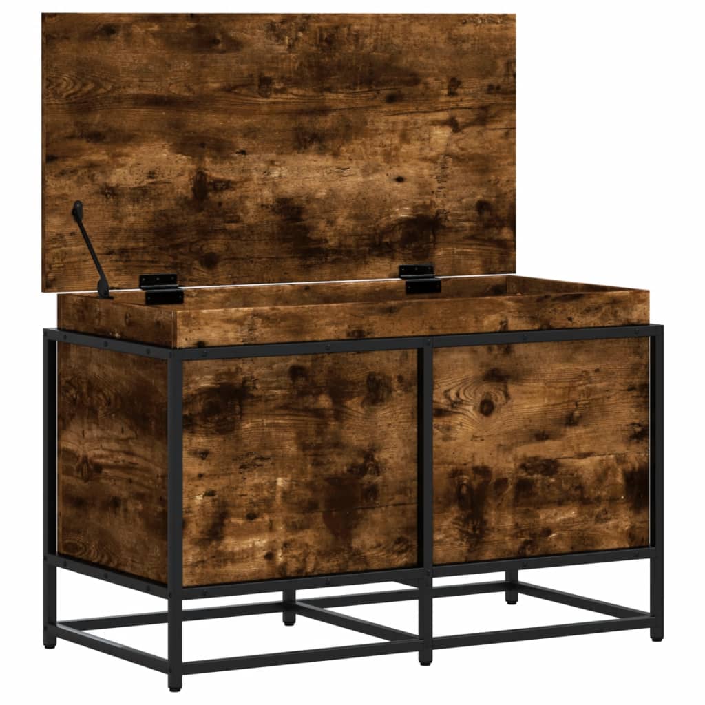 Opbergbox met deksel 80x40x51,5 cm bewerkt hout gerookt eiken is nu te koop bij PeponiXL, paradijselijk wonen!
