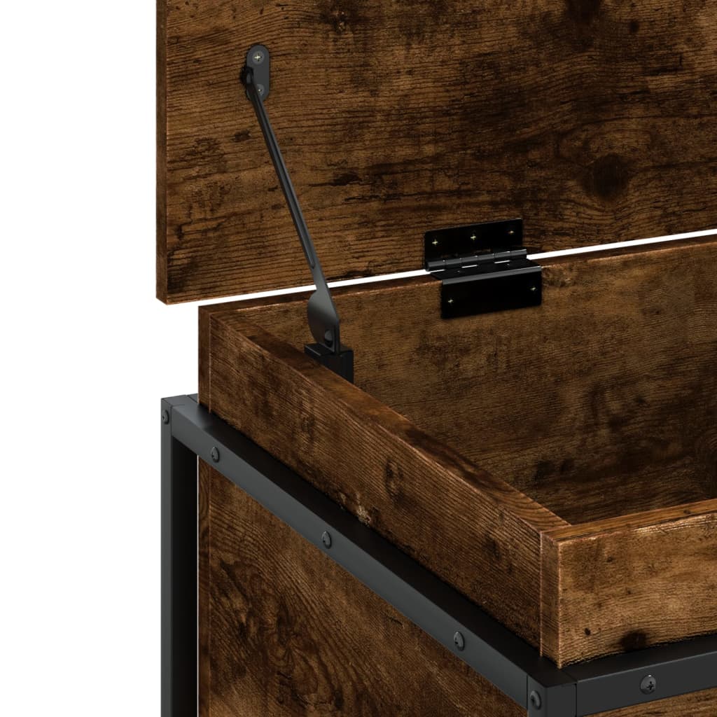 Opbergbox met deksel 80x40x51,5 cm bewerkt hout gerookt eiken is nu te koop bij PeponiXL, paradijselijk wonen!